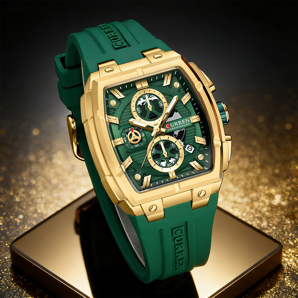 Luxury Watch Men - CURREN 남성용 럭셔리 빈티지 시계, 실리콘
