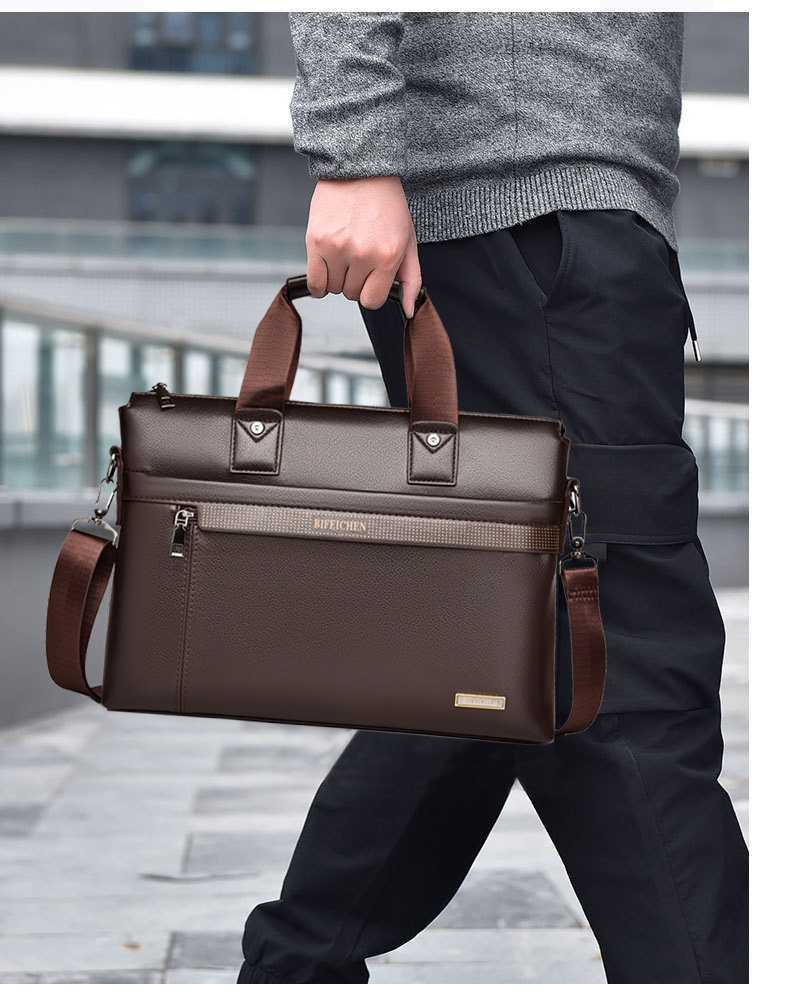 Leather Briefcase - 2026년 신형 럭셔리 브랜드 남성 핸드백