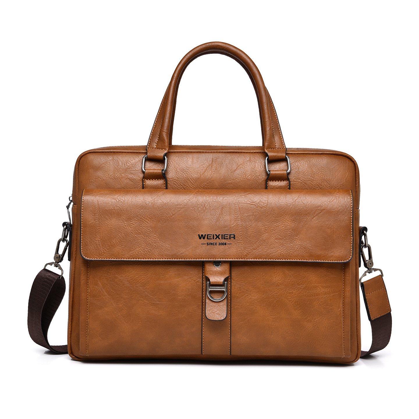 Leather Briefcase - 빈티지 다크 브라운 PU 가죽 남성용