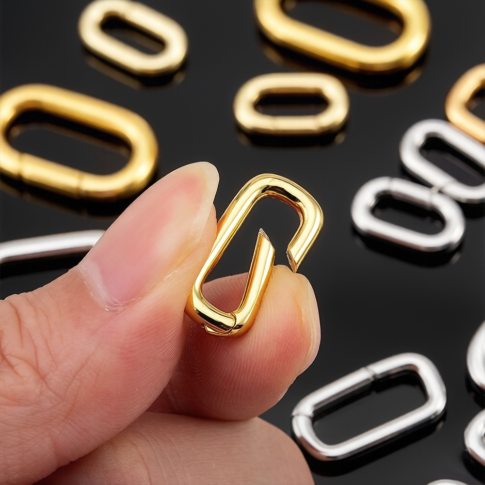 Gold Plated Jewelry - 2개 18K 금도금 오벌 카라비너 목걸이