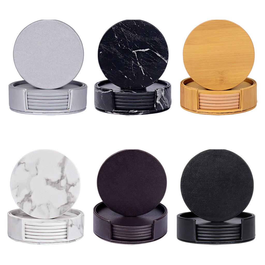 홀더가 있는 원형 대리석 컵받침 긁힘 방지 음료 컵받침 - Marble Coaster Set 리뷰 및 가격