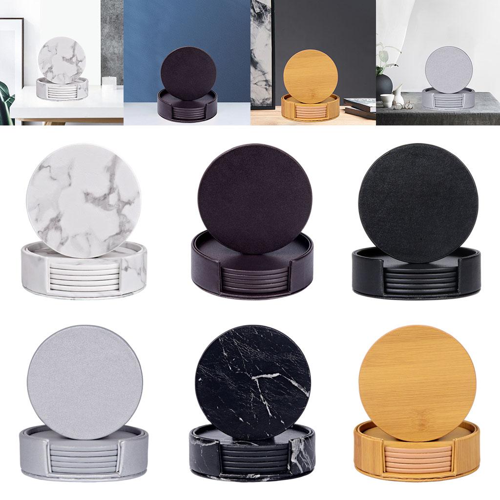 홀더가 있는 원형 대리석 컵받침 긁힘 방지 음료 컵받침 - Marble Coaster Set 리뷰 및 가격