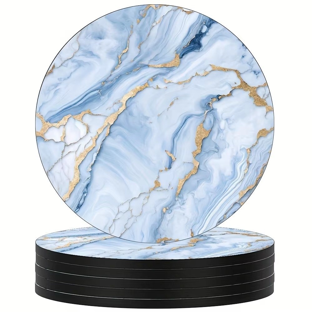 6개입 4인치 음료 컵받침 세트 나무 대리석 무늬 단열 - Marble Coaster Set 리뷰 및 가격