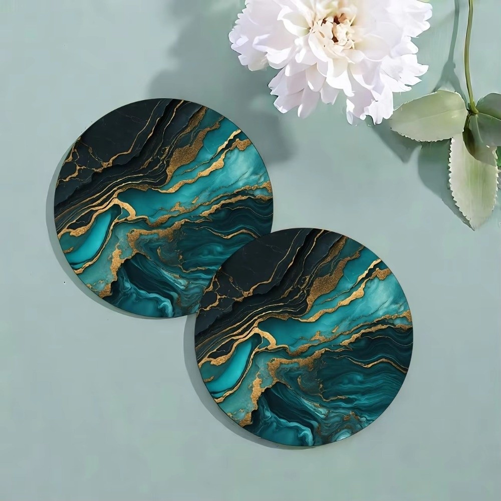 6개입 4인치 음료 컵받침 세트 나무 대리석 무늬 단열 - Marble Coaster Set 리뷰 및 가격