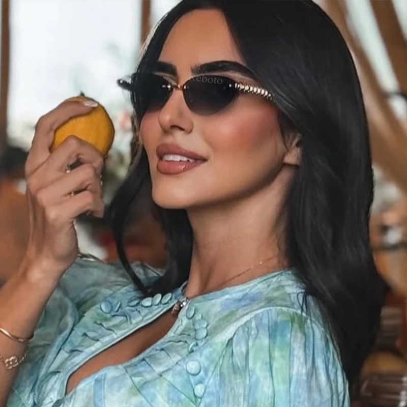 새로운 캣아이형 리벳 장식의 테 없는 선글라스, 여성용 - Designer Sunglasses 리뷰 및 가격