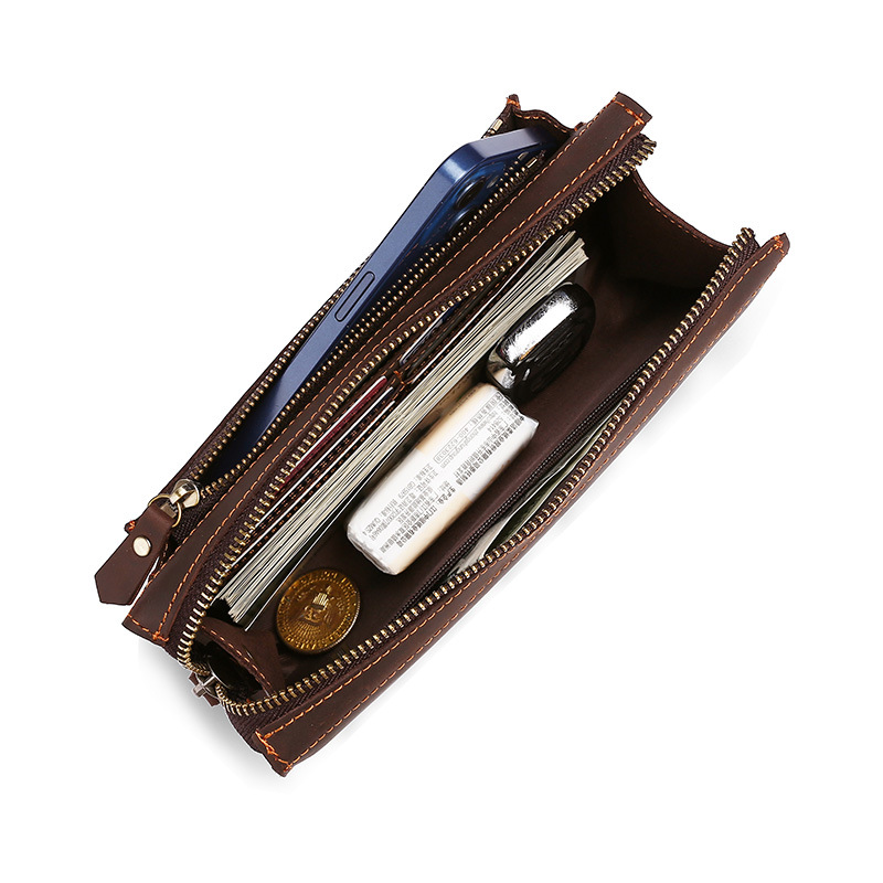 남성용 클러치 롱 핸드백 비즈니스 빈티지 소가죽 남성용 - Leather Wallet Men 리뷰 및 가격