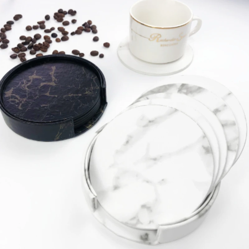 6pcsMarble 코스터 인조 가죽 10cm 기름과  - Marble Coaster Set 리뷰 및 가격