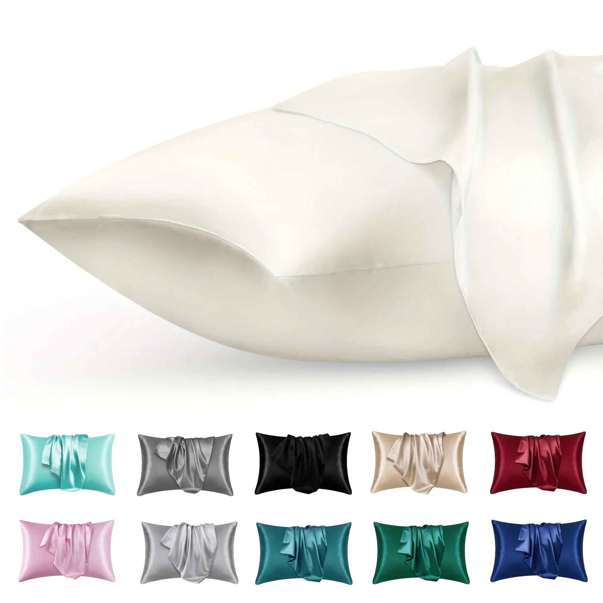 2pcs 럭셔리 새틴 봉투 베개 커버 솔리드 컬러, 하 - Silk Pillowcase 리뷰 및 가격