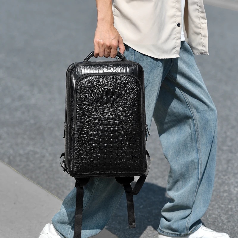 새로운 남성용 악어 무늬 가죽 노트북 백팩, USB 1 - Leather Briefcase 리뷰 및 가격