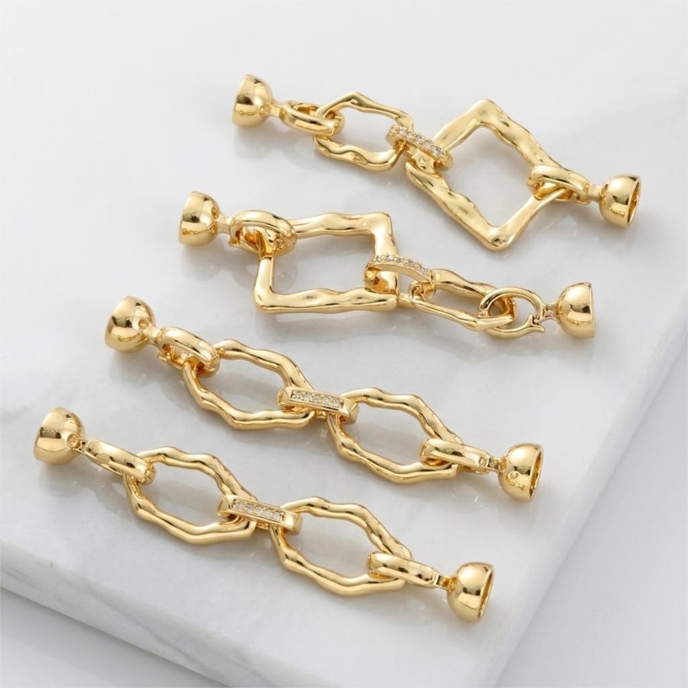 1 조각 18k 금도금 간단한 타원형 불규칙 연결 버클 - Gold Plated Jewelry 리뷰 및 가격
