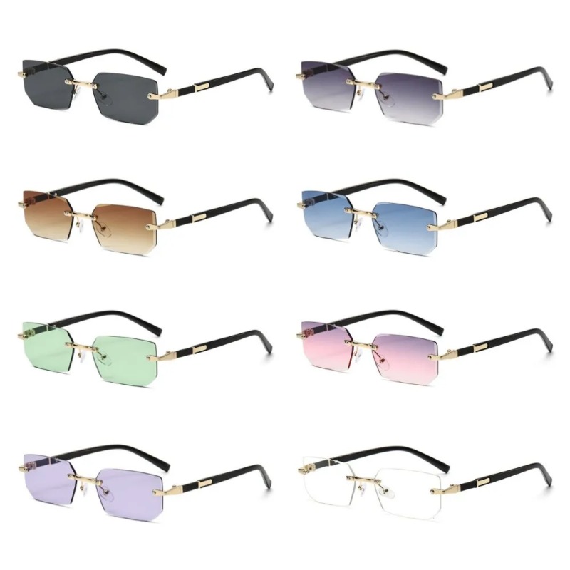 남녀공용 트렌디한 무테 선글라스, 작은 직사각형 선글라 - Designer Sunglasses 리뷰 및 가격
