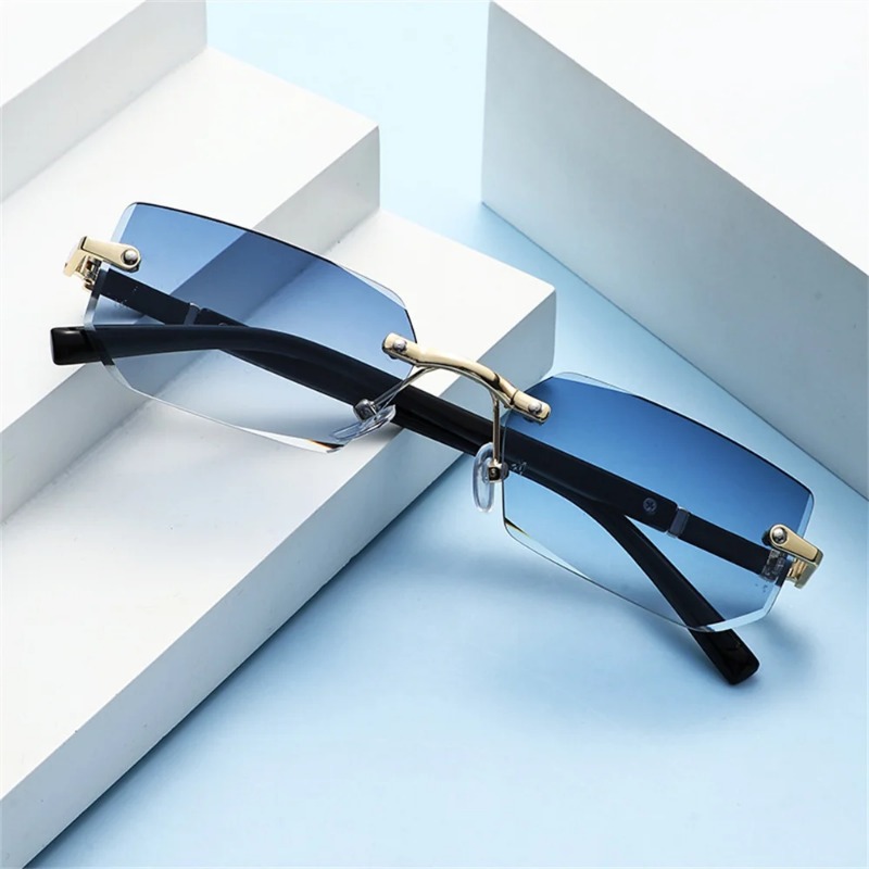 남녀공용 트렌디한 무테 선글라스, 작은 직사각형 선글라 - Designer Sunglasses 리뷰 및 가격